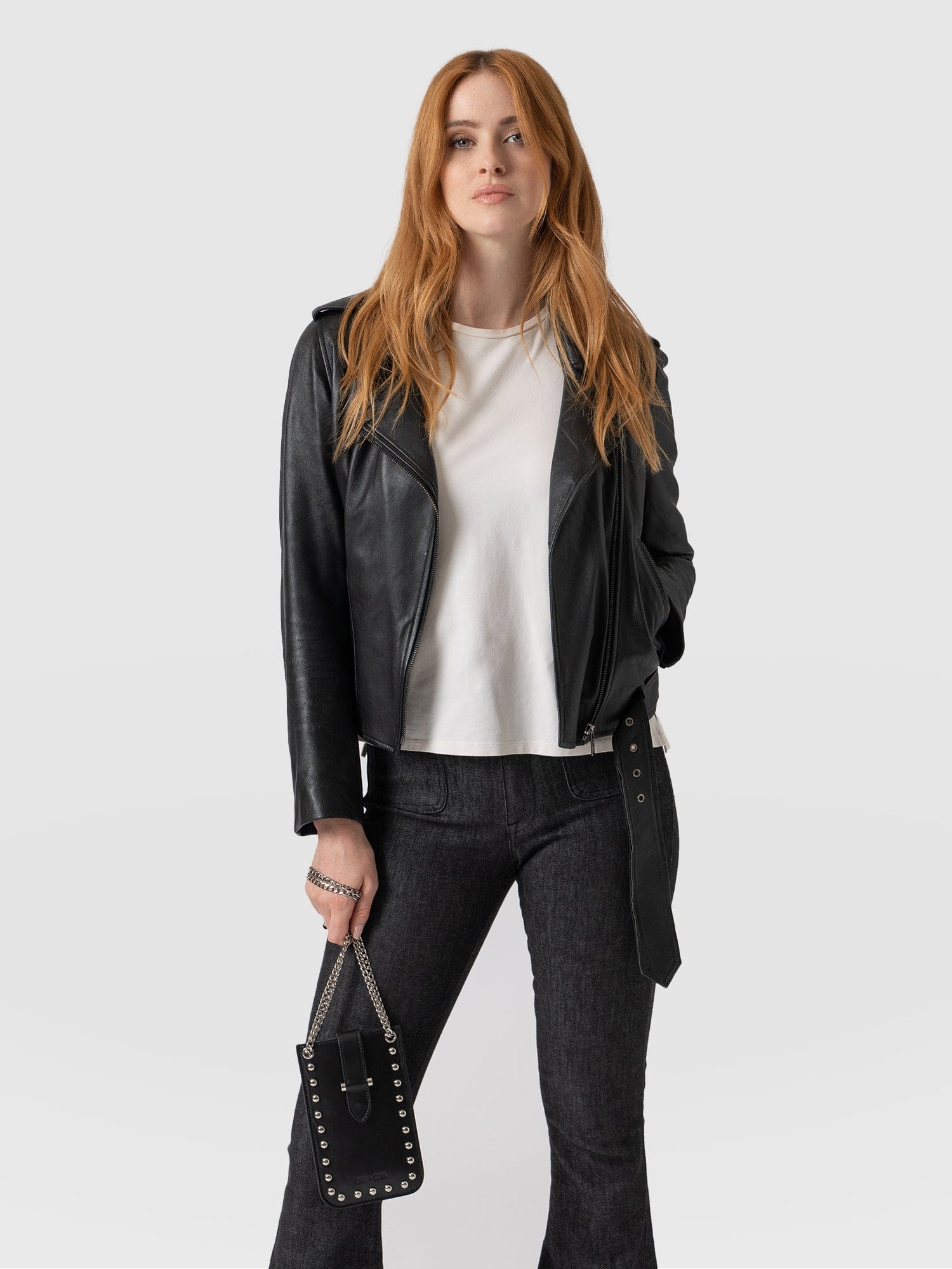Hoxton Studded Phone Bag Black - Women's Phone Bag | Saint + Sofia® USA